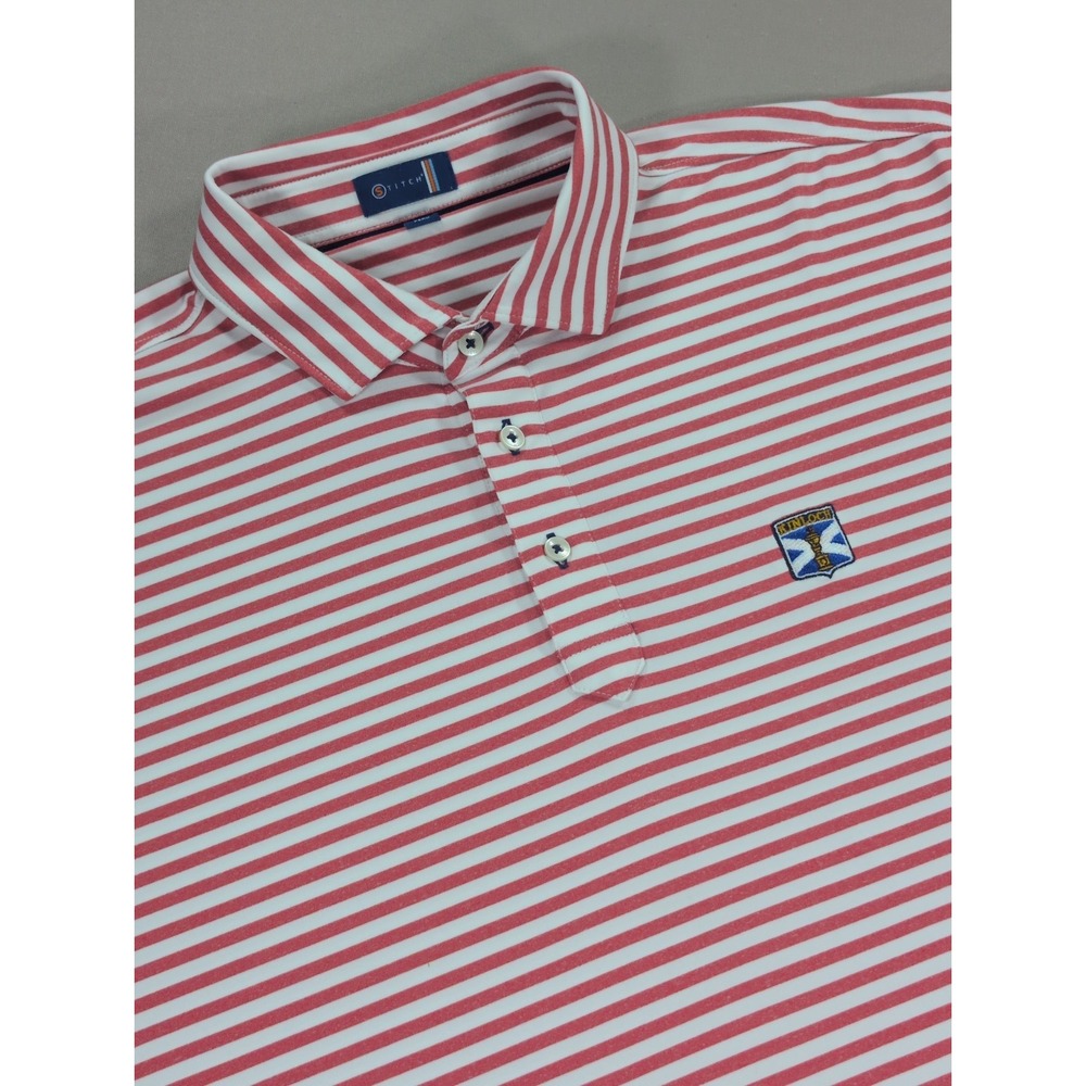 Stitch Golf Polo Shirt Men's XL Red White Striped Performance Stretch Kinloch GC